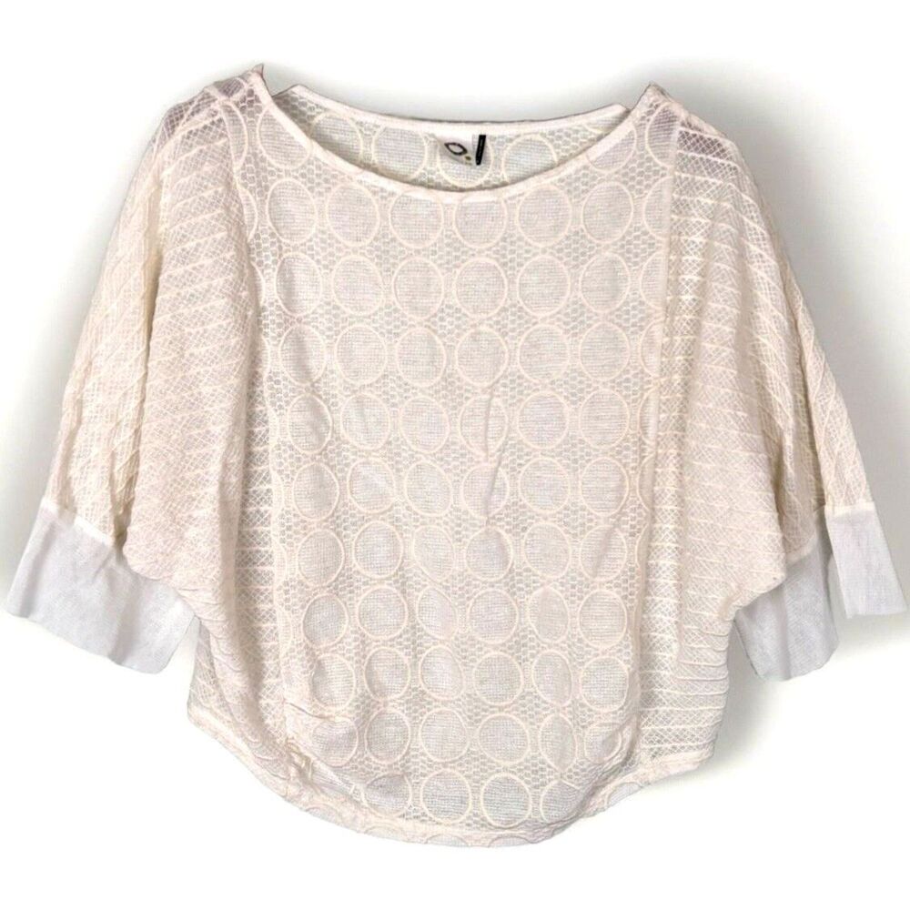 Women’s Boho Cottage Cream Off-White Blouse Top Size Med Anthropologie